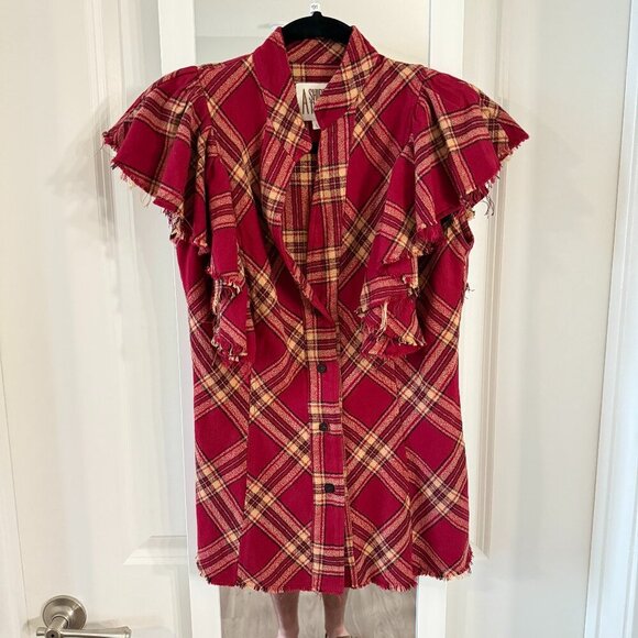 A Shirt Thing charlotte flannel shirt - cranberry Size Large Color Red - Picture 2 of 4